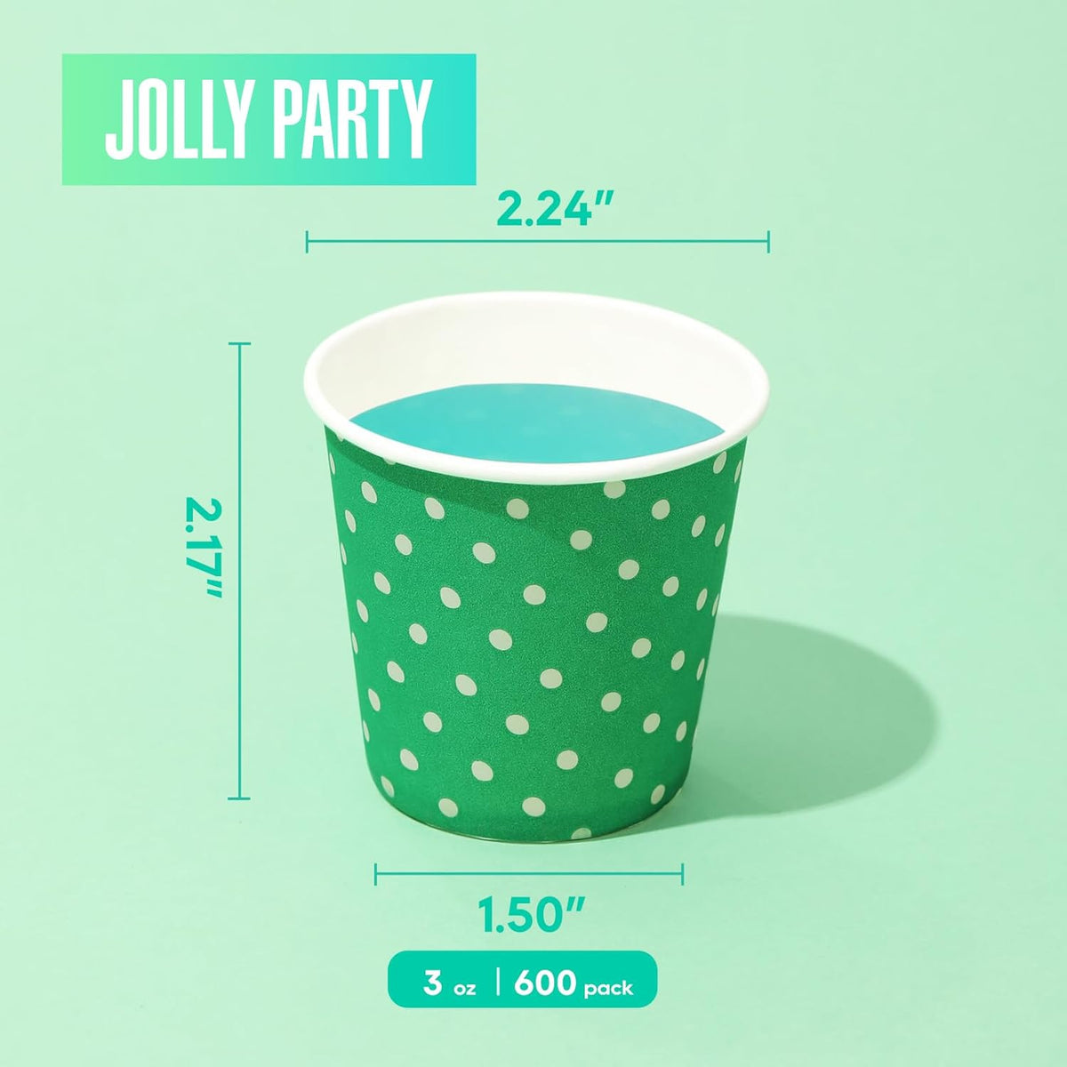 [600 Pack] 3 oz Paper Cups, Mouthwash Cups, Disposable Bathroom Cups, Cold Beverage Drinking Cup for Water Coolers, Party, Home and Office(Dots)