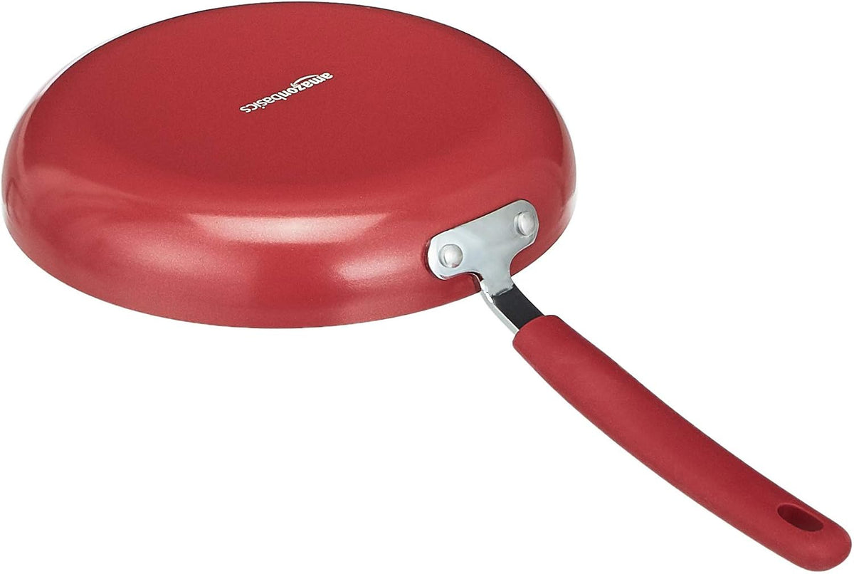 Amazon Basics Aluminum NS 12pc Red cookware set, 12 piece