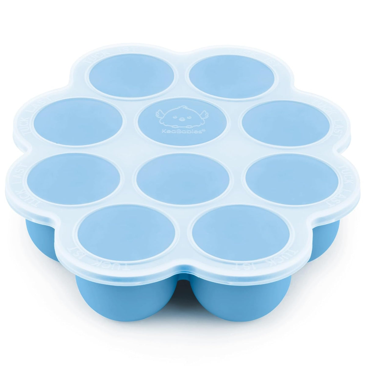 KeaBabies Silicone Food Freezer Trays with Lid, 2oz x 10 Pods Baby Food Storage Containers, Easy Puree Meal Prep, Breast Milk Silicone Freezer Molds, Dishwasher, Microwave Safe, BPA-Free (Misty Blue)