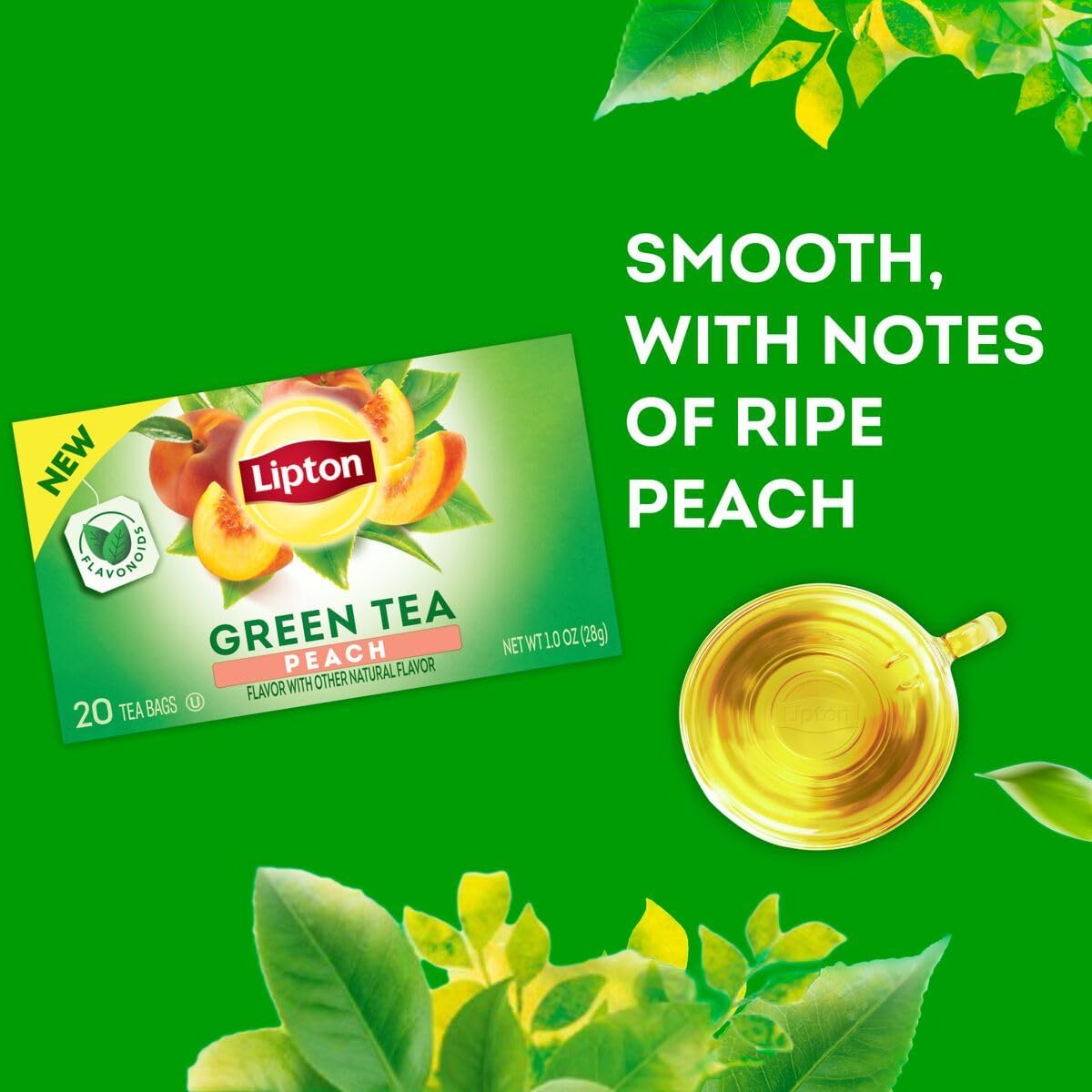 Lipton Honey Ginger Green Tea, Lemon Green Tea, & Peach Green Tea 20 CT (2ea) (Variety Pack)