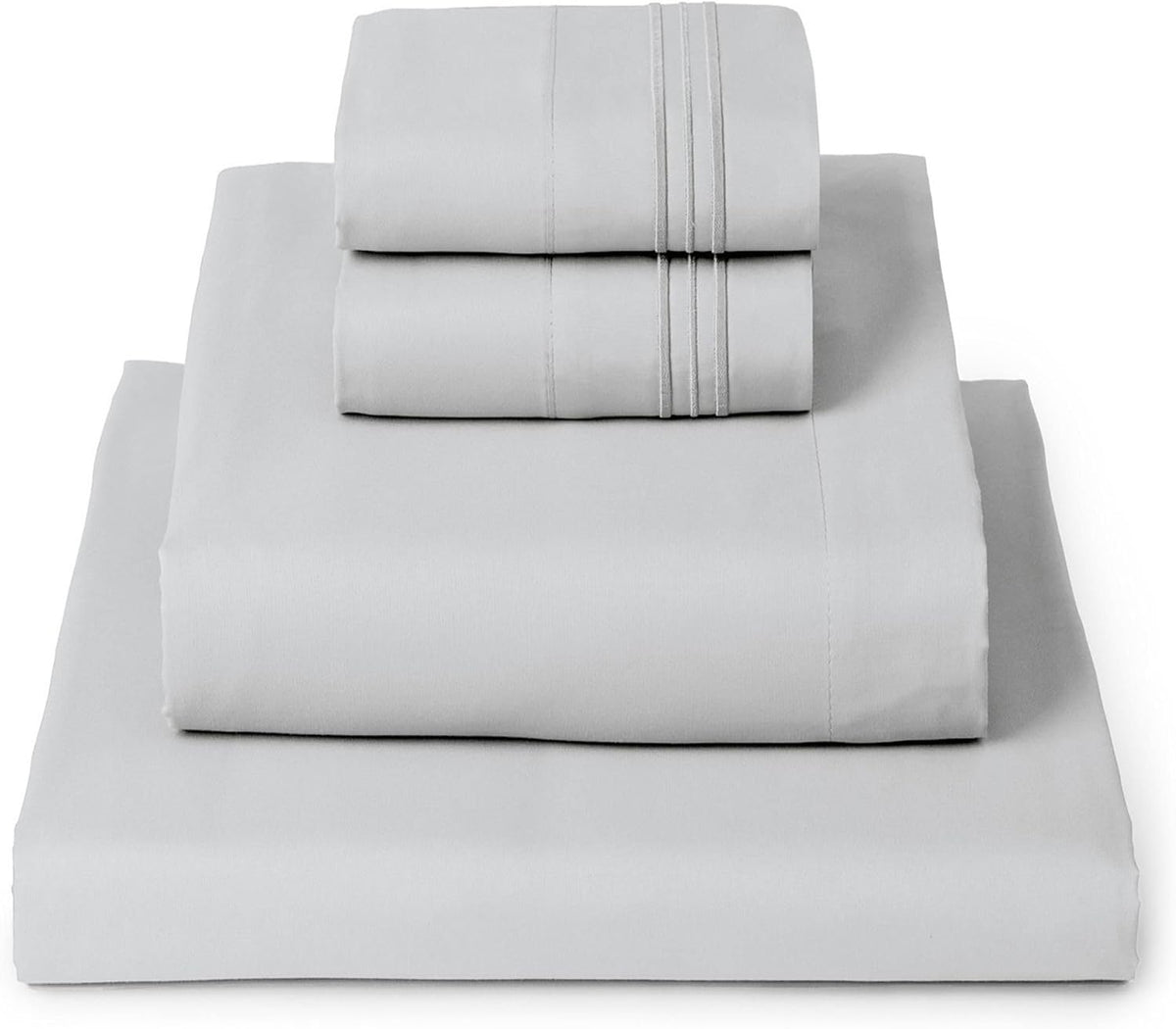 Mellanni Queen Sheets Set - 4 PC Iconic Collection Bedding - Hotel Luxury, Extra Soft, Cooling Bed Sheets - Wrinkle, Fade, Stain Resistant (Queen, Light Gray)