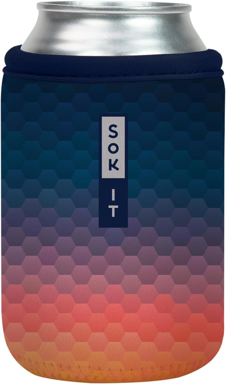 Sok It CanSok Sleeve for Beer & Soda Insulated Neoprene Cover (Hexagon Sunset, 12oz Can Sleeve)