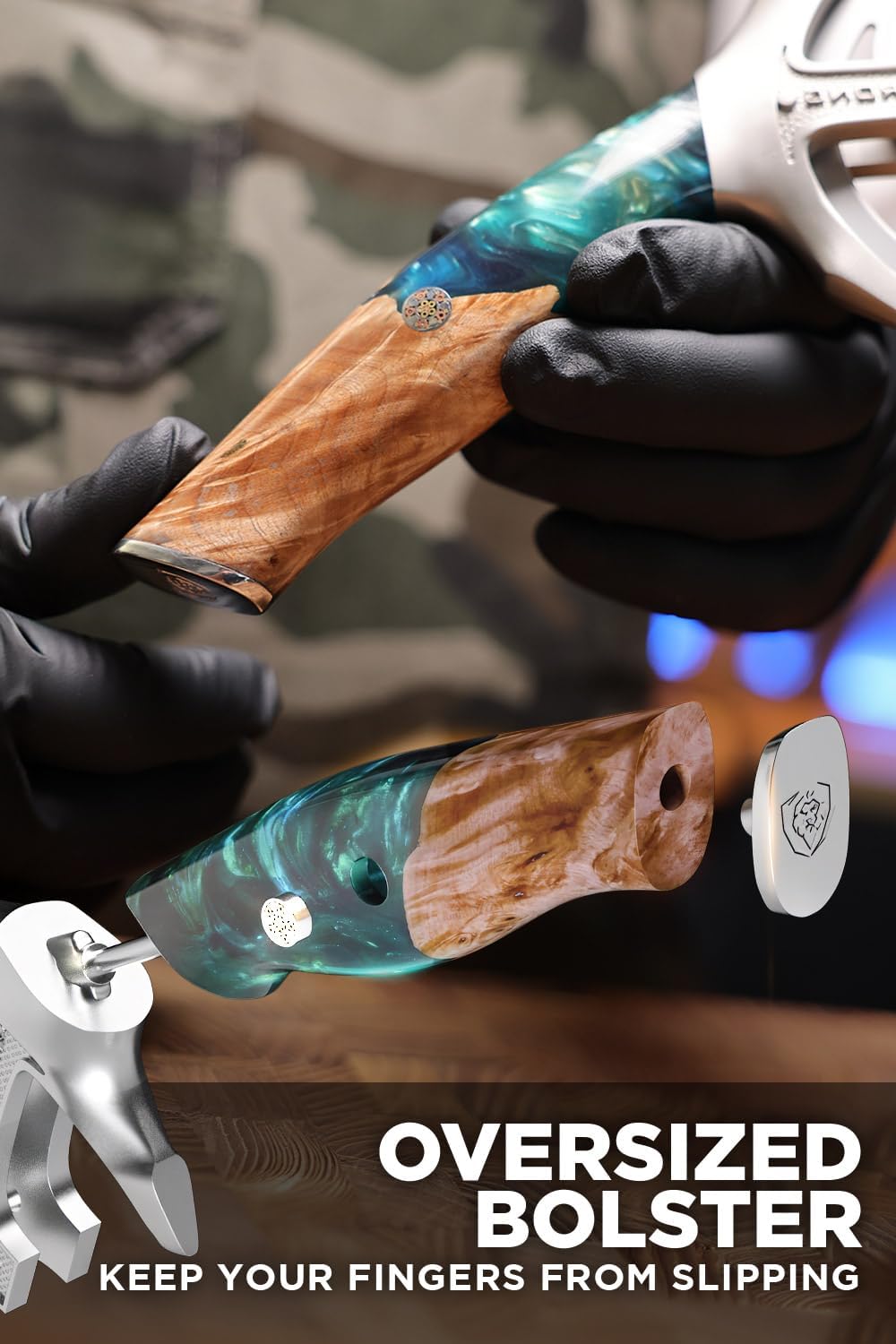 Dalstrong Pizza Wheel Cutter - Valhalla Series - The Orbit Razor - Heavy-Duty 5CR15MOV Stainless Steel - Resin & Wood Handle - Razor Sharp - Thumb Guard Protection & Blade Leather Sheath