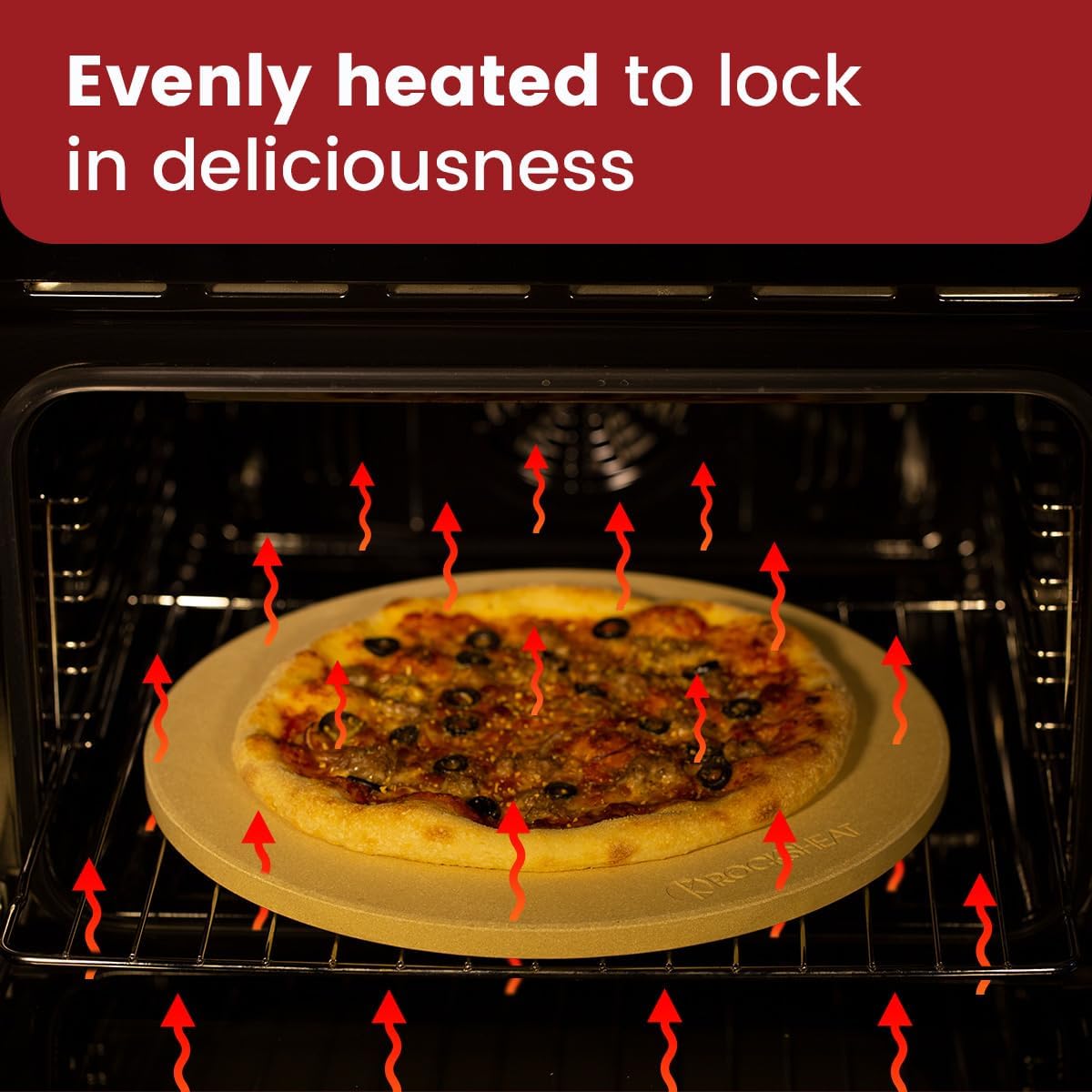K ROCKSHEAT 15 Inch Round Pizza Stone for Oven Grill BBQ, Cordierite Large Pizza Grilling Stone, Durable Bread Baking Stone 15"