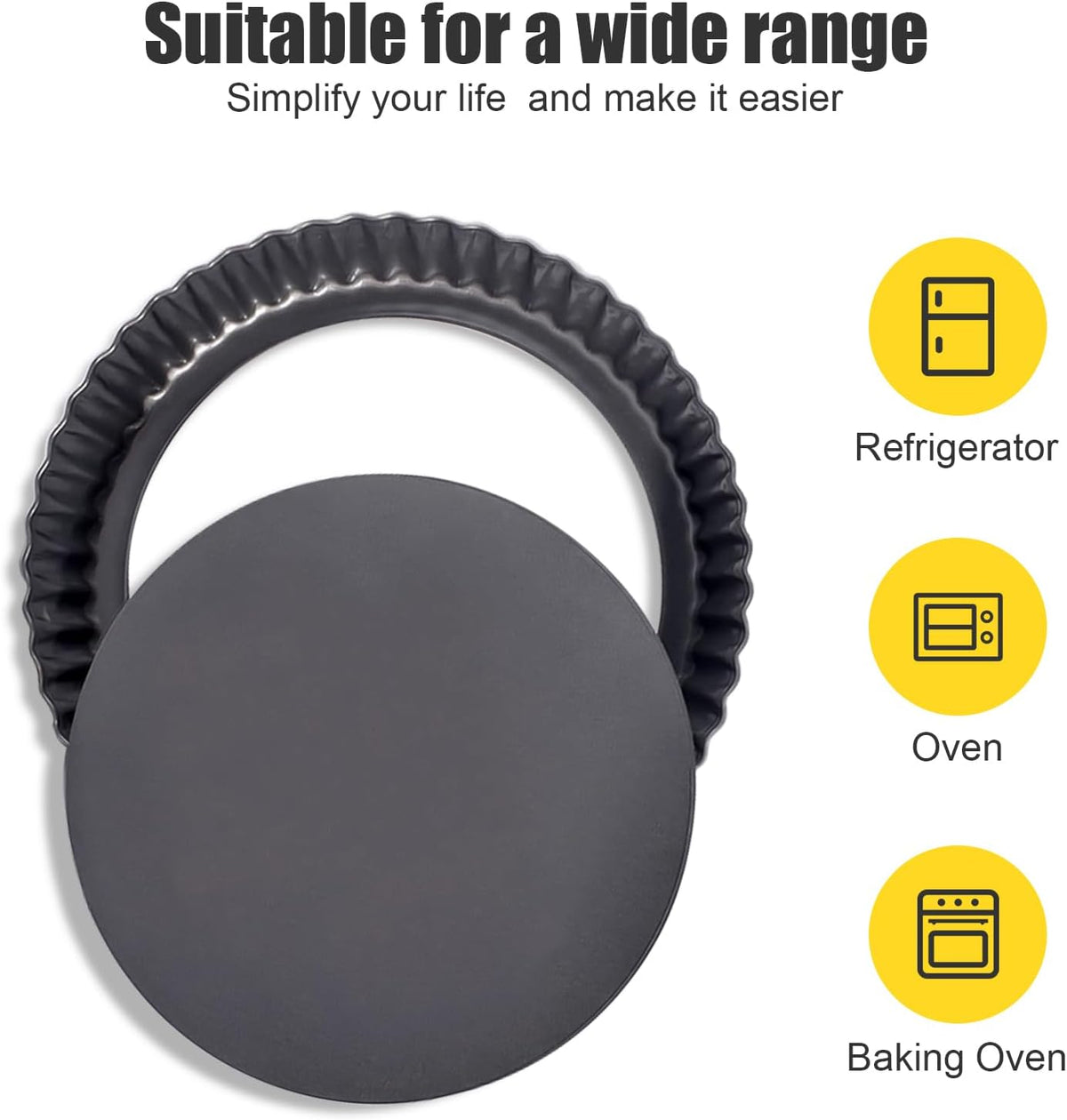 8 Inch Tart Pan Fluted Fruit Pie Pans With Removable Base Nonstick Coating Tarts Molds for Baking Supply For Pizza Tartlet Cake Quiche