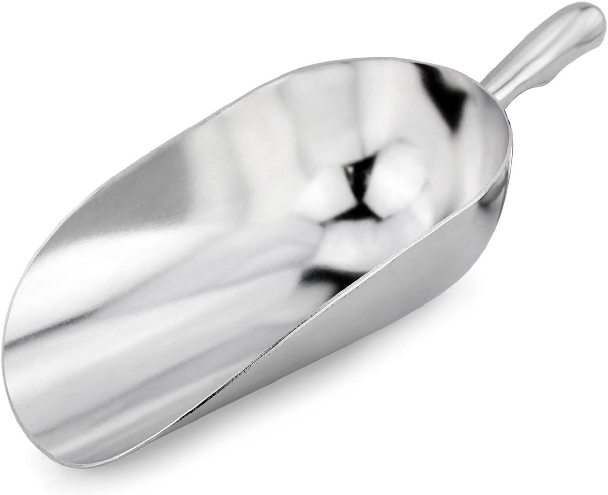 New Star Foodservice 538161 One-Piece Cast Aluminum Round Bottom Bar Ice Flour Utility Scoop, 38-Ounce, Silver (Hand Wash Only)