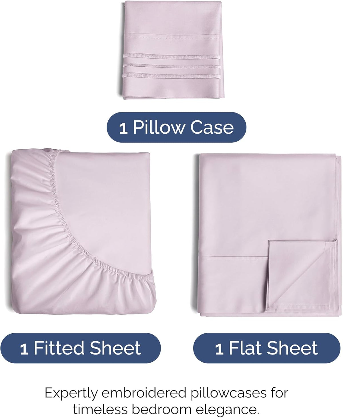 Twin Size 3 Piece Sheet Set - Comfy Breathable & Cooling Bed Sheets Set - Hotel Luxury Bedding for Women, Men, Kids, Teens, Boys & Girls - Deep Pockets, Soft, Wrinkle Free - Oeko-Tex - Light Lavender