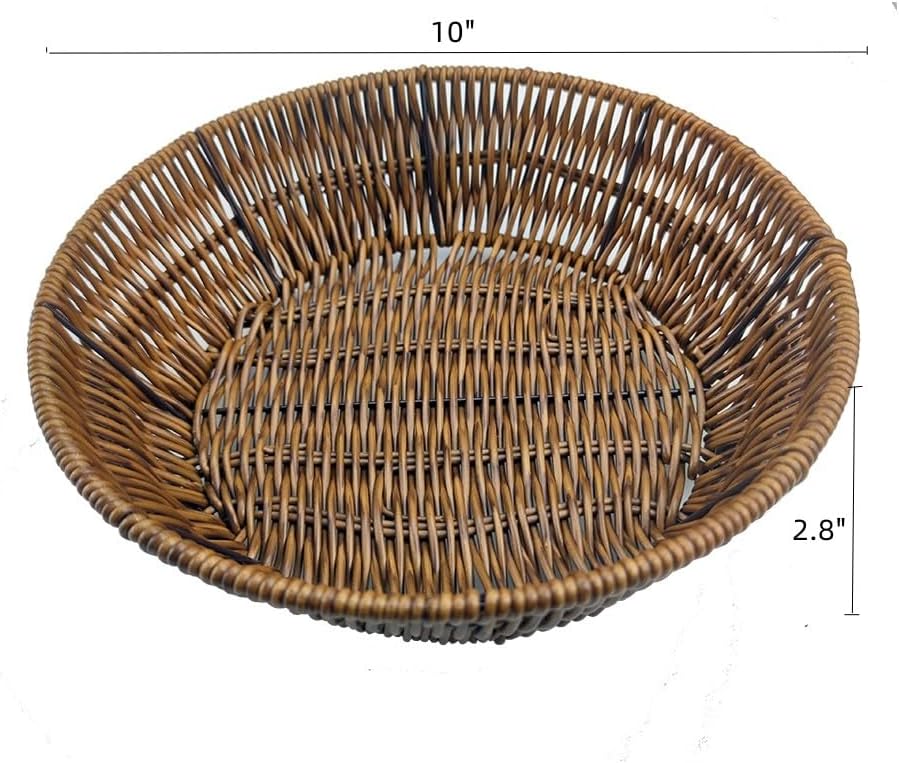 Fruit Baskets Wicker Bread Basket, Woven Tabletop Food Fruit Vegetables Serving, Restaurant Serving Basket,Shape (Circular type)