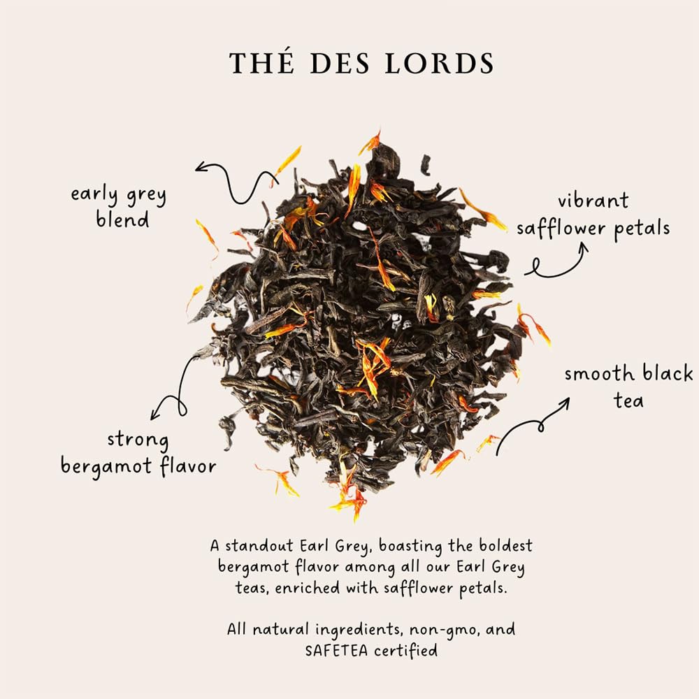 Palais des Thés - Tea of Lords - Earl Grey Black Tea & Bergamot - 3.5oz Loose Leaf Metal Gift Tin, Serves 20-25 Cups