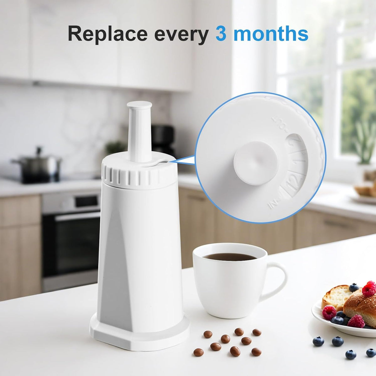 Water Filter for Breville Barista Touch Espresso Machine BES880, Barista Pro BES878, Oracle Touch BES990, Oracle BES980 & Dual Boiler BES920 Bambino ClaroSwiss Sage, BES008WHT0NUC1 (3 Pcs)