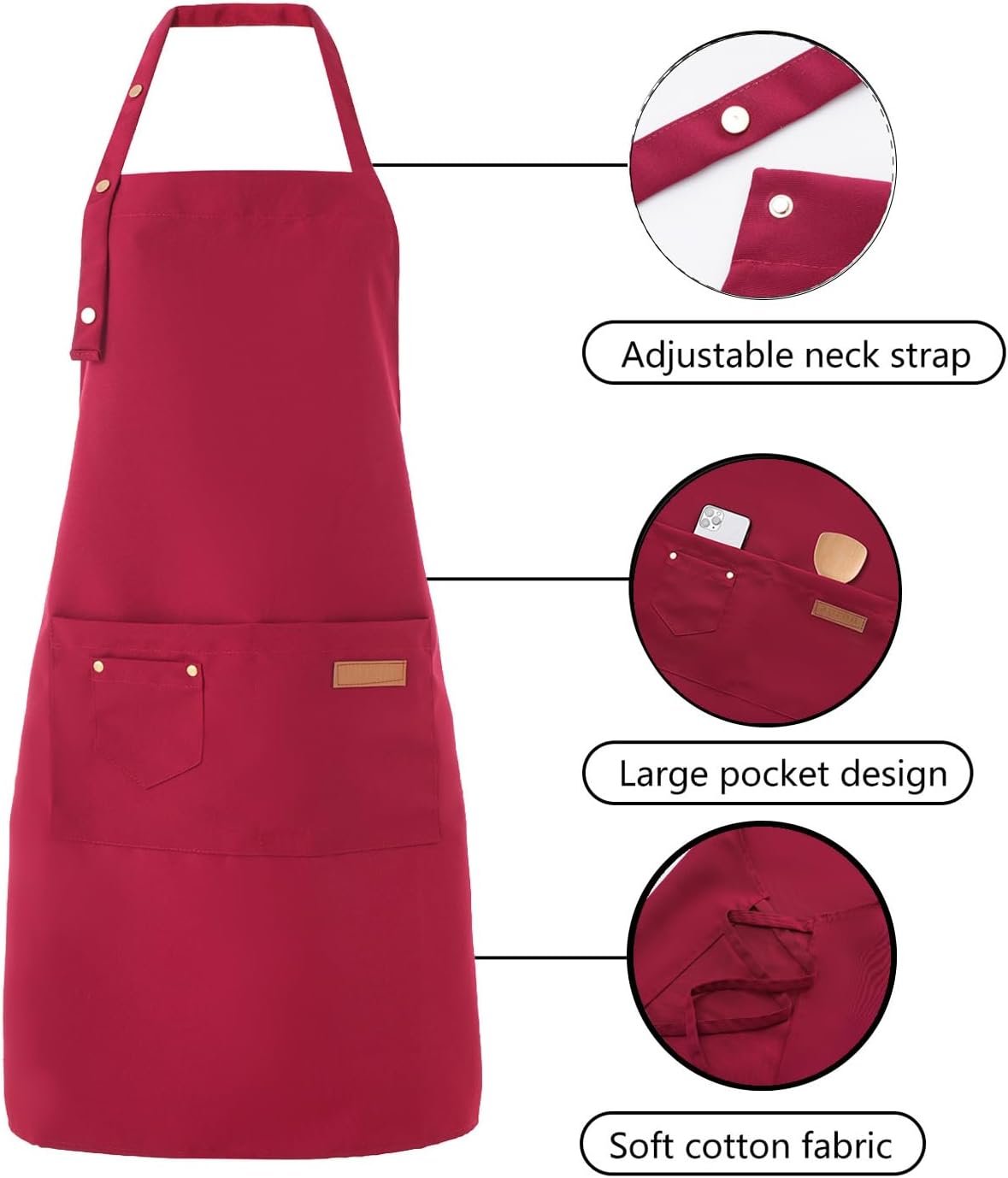 Tosewever Art Aprons for Women Painting Pottery Baking, Mens Buckle Straps Kitchen Apron with Pockets for Chef Cooking