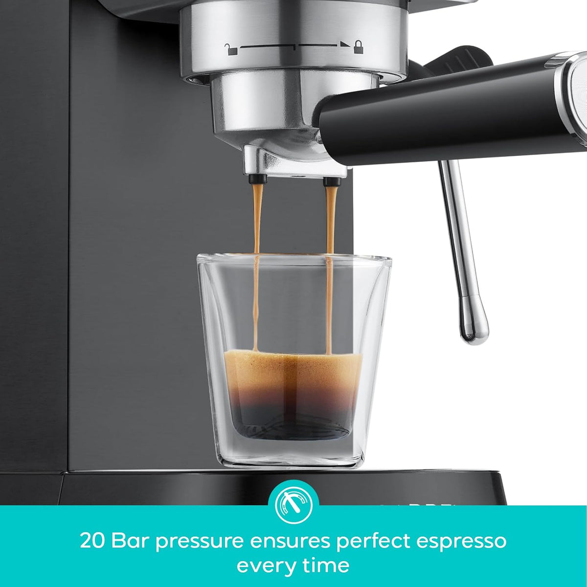 CASABREWS CM5418 Espresso Machine 20 Bar, Stainless Steel Espresso Maker with Milk Frother Steam Wand, Compact Cappuccino Machine for Home, Espresso Coffee Machine with Removable Water Tank, Black
