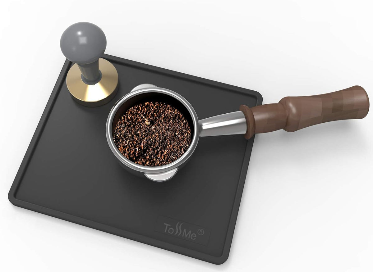 Espresso Tamping Mat I 6X7 Inch Food Safe Silicone Coffee Tamper Mat I Portafilter Mat For Baristas I Coffee Tamp Mat I Waterproof, Heat Resistant Tamping Pad and Tamp Station TM-CO05 Black