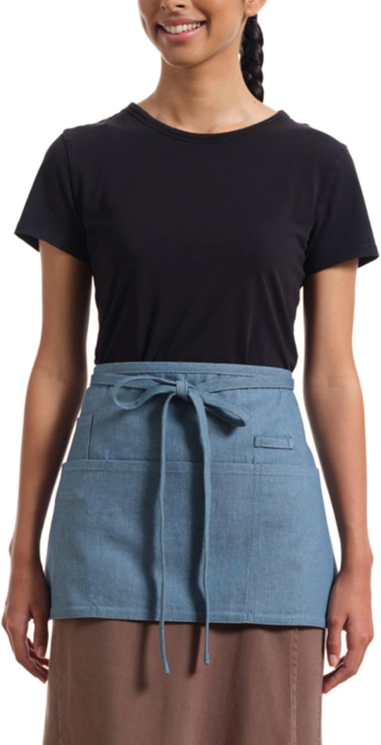 MEEMA Waist Aprons For Women With Pockets | Stylish Server Kitchen Apron Short, 23x13 Inches | Breathable Chef Apron for Cooking | Washable Cooking Aprons