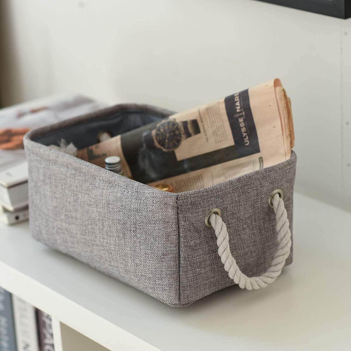 Storage Basket Fabric Sturdy Canvas Storage Bins Organizer with Handles for Clothes and Storage Foldable Storage Boxes Cubes