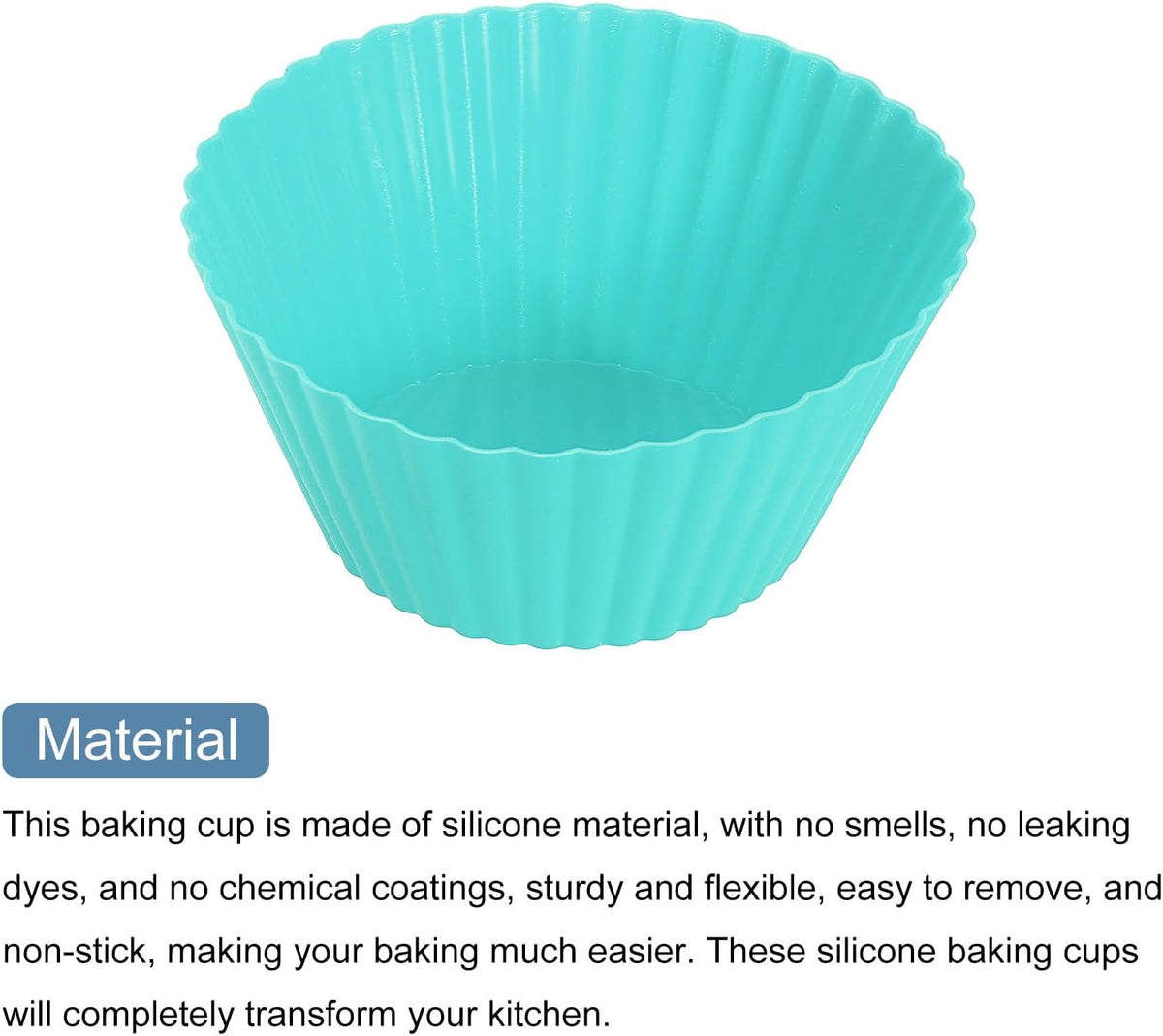 uxcell 18Pcs Silicone Cupcake Liners, Non-Stick Baking Cups, for Cooking Eggs, Baking Muffins and Make a Cake(Mint Green)