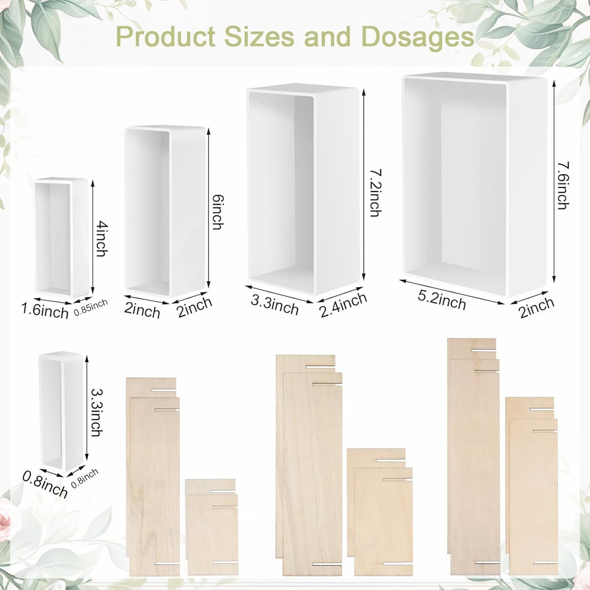 Large Resin Molds, Rectangle Silicone Molds for Epoxy Resin, 5 PCS Cuboid Resin Moulds with Wooden Support, Deep Casting Molds for Preserving Flowers, Insect Specimens, DIY Gifts, Furniture Decoration