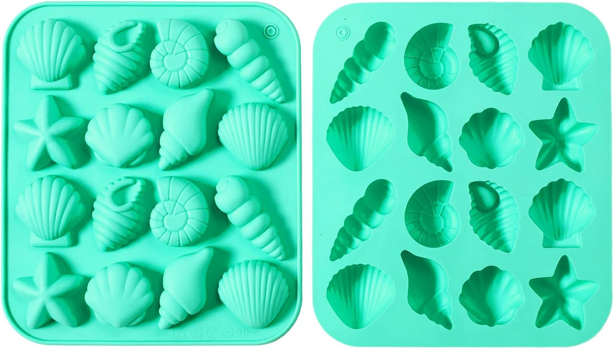 2-Pack Horse Green Seashell Silicone Molds for Chocolate Candy Baking Decorations