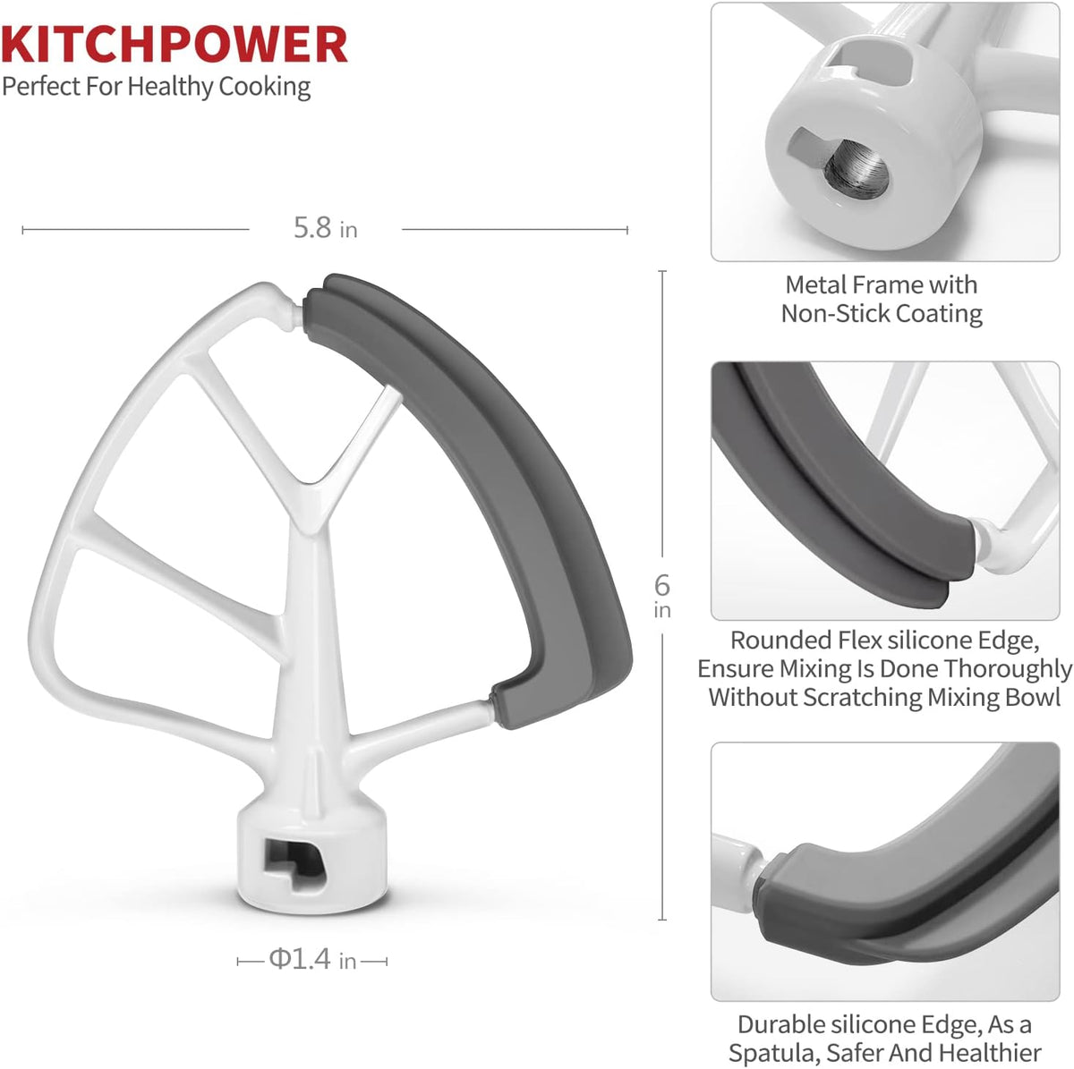 4.5-5 Quart Flex Edge Beater for Tilt-Head Stand Mixers White