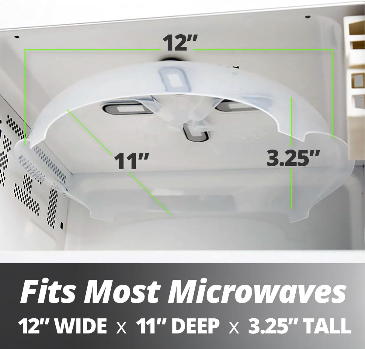 Magnetic Microwave Splatter Cover, Clear Microwave Cover for Food - Vented & Magnetic, 12-inch, Food Grade Plate Cover, BPA Free - Black