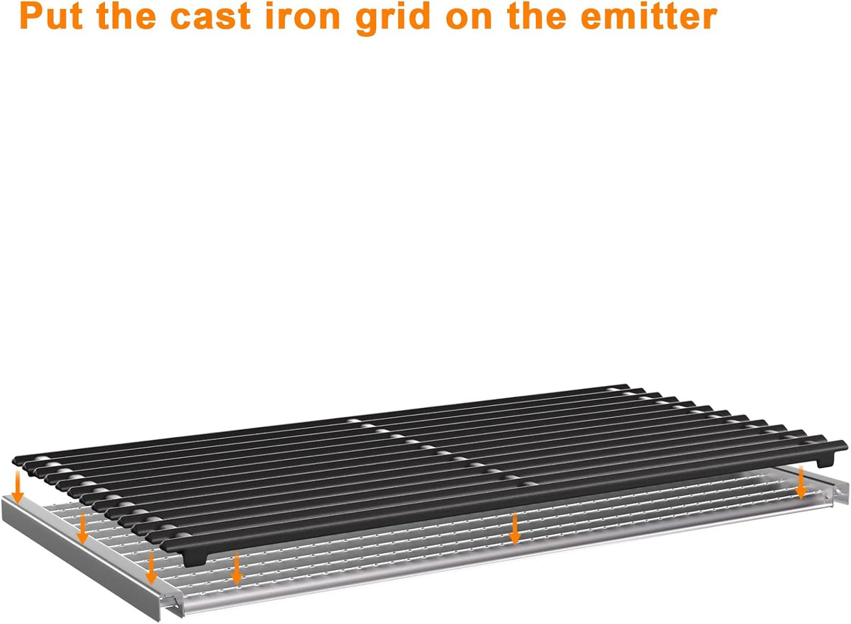 Cooking Grates and Emitter Plates Replacement Parts for Charbroil Commercial TRU-Infrared 4 Burner Grills 463242715 463242716 463276016 466242715 G533-0009-W1 G533-2200-W1 17" x 9 1/2" Grill Grid