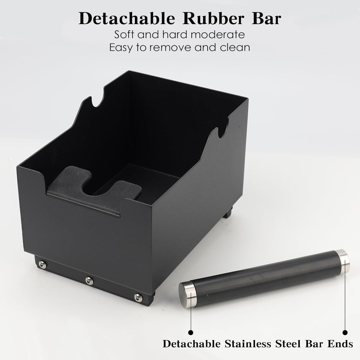 Espresso Knock Box, Stainless Steel Coffee Bag Container, With Steel Bracket And Noise Reducing Rubber Ring (Rectangle L-No base)