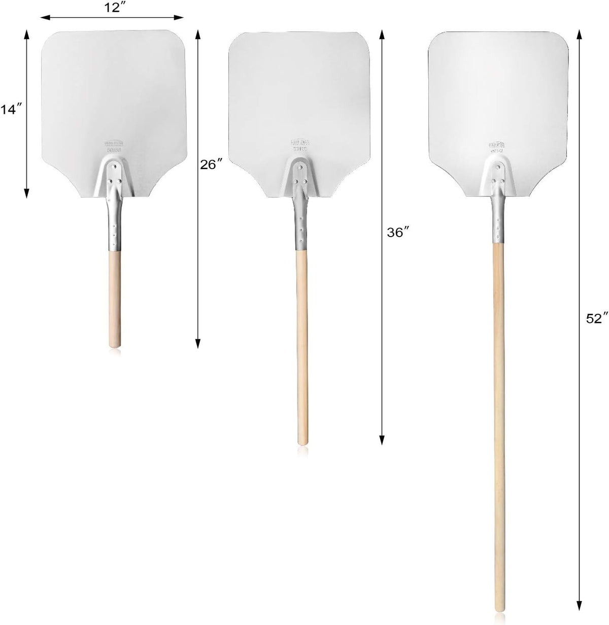 New Star Foodservice 50172 Aluminum Pizza Peel, Wooden Handle, 12 x 14 inch Blade, 52 inch overall