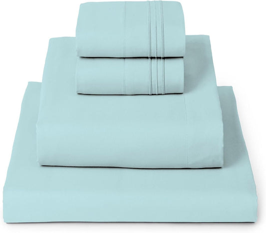 Mellanni Queen Sheets Set - 4 PC Iconic Collection Bedding - Hotel Luxury, Extra Soft, Cooling Bed Sheets - Wrinkle, Fade, Stain Resistant (Queen, Aqua)