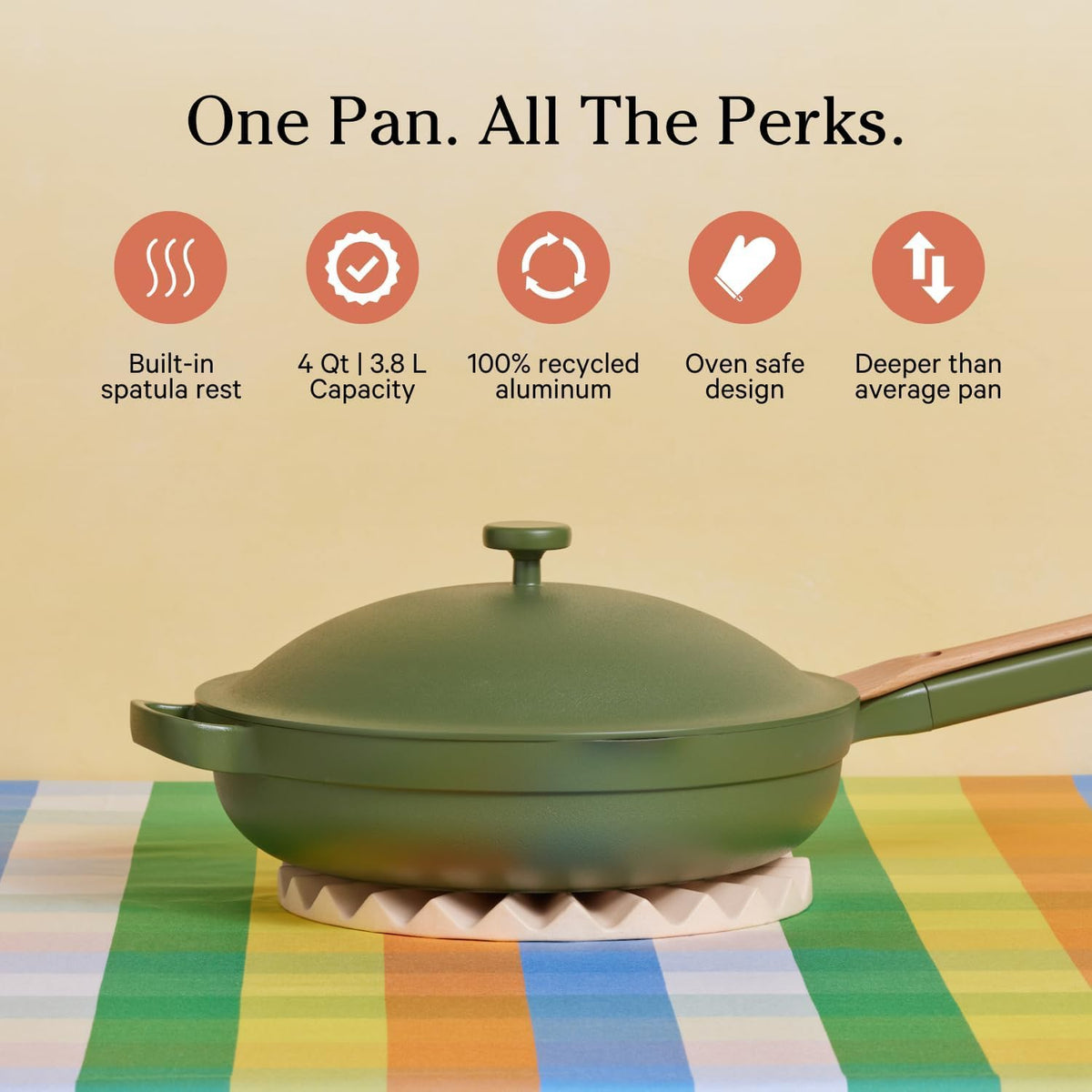 Our Place Large Always Pan 2.0-12.5” (4 Qt) Nonstick, Toxin-Free Ceramic Cookware | Patented 10-in-1 Aluminum Frying & Sauté Pan | Safe for Oven, Induction & All Cooktops up to 450°F | Sage