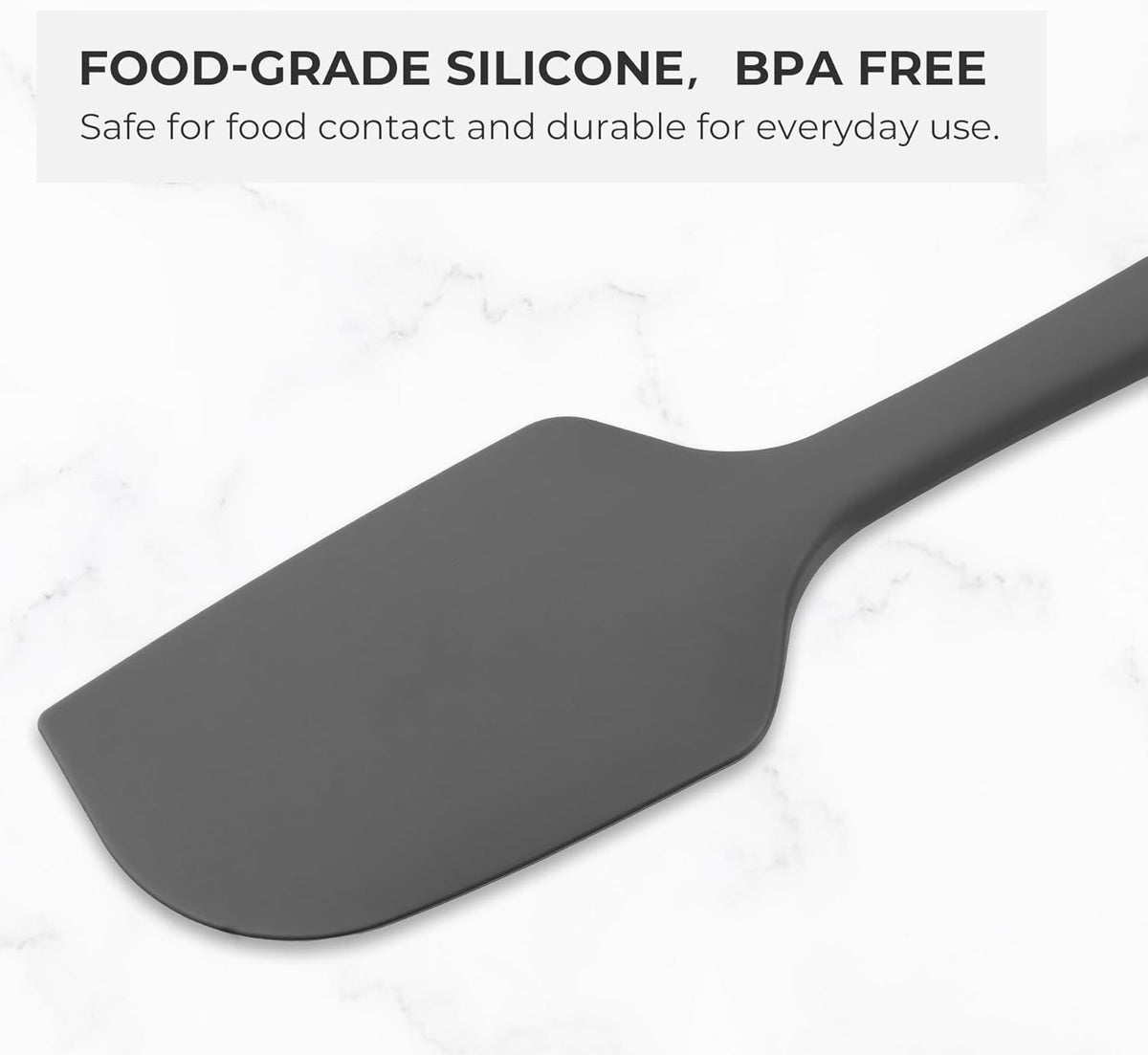 Elihome Classic Silicone Spoonula - Non-Stick Heat Resistant Silicone Scraper Spatula for Mixing, Serving, Scraping, Stirring, and More - 11 Inch, Dark Grey
