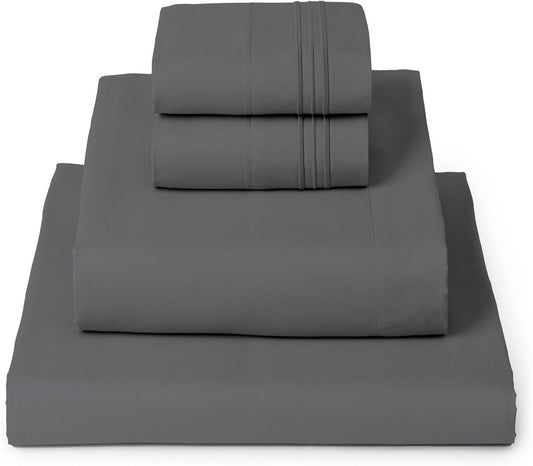 Mellanni California King Sheets Set - 4 PC Iconic Collection Bedding - Hotel Luxury, Extra Soft, Cooling Bed Sheets - Wrinkle, Fade, Stain Resistant (Cal King, Gray)