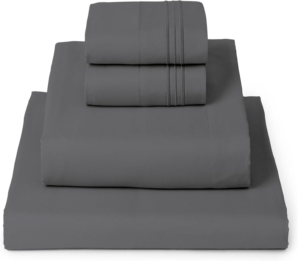 Mellanni Queen Sheets Set - 4 PC Iconic Collection Bedding - Hotel Luxury, Extra Soft, Cooling Bed Sheets - Wrinkle, Fade, Stain Resistant (Queen, Gray)
