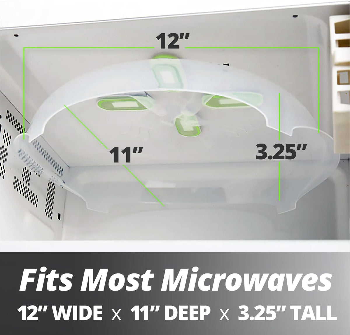 Magnetic Microwave Cover for Food | Clear Microwave Splatter Cover | Microwave Plate Cover with Steam Vents | Food Grade Dish Cover | BPA-Free | Dishwasher Safe | Green
