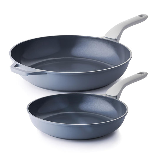 Nonstick Ceramic Frying Pan Set, Non Toxic Nonstick Skillet, Healthy Egg & Omelet & Chef's Pan, PTFE PFOA & PFAS Free, Induction Compatible (10+12 Inch)