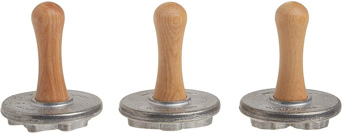 Nordic Ware 01233 Holiday Cast Cookie Stamps, 3-inch rounds, Silver