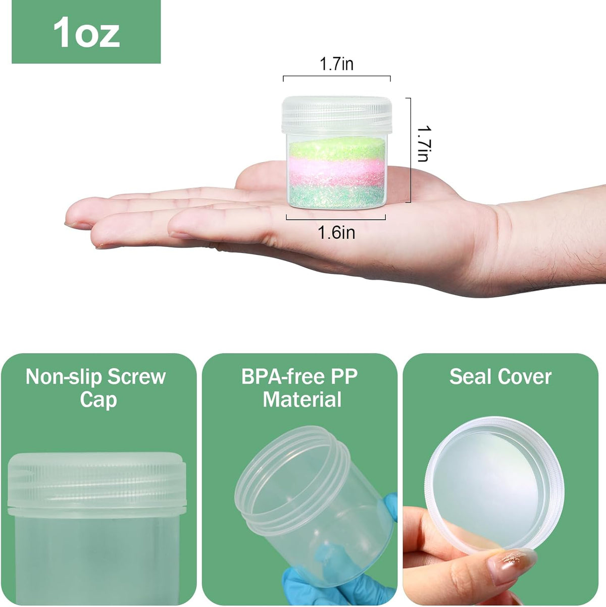 TSA Approved Wide Mouth Travel Size Containers, PP Clear & White Leak Proof Travel Plastic Jars with Lids for Creams Lotion Cosmetic, Jewelry Beads, Sample, Small Items Storage (1 oz, 8 Pcs)
