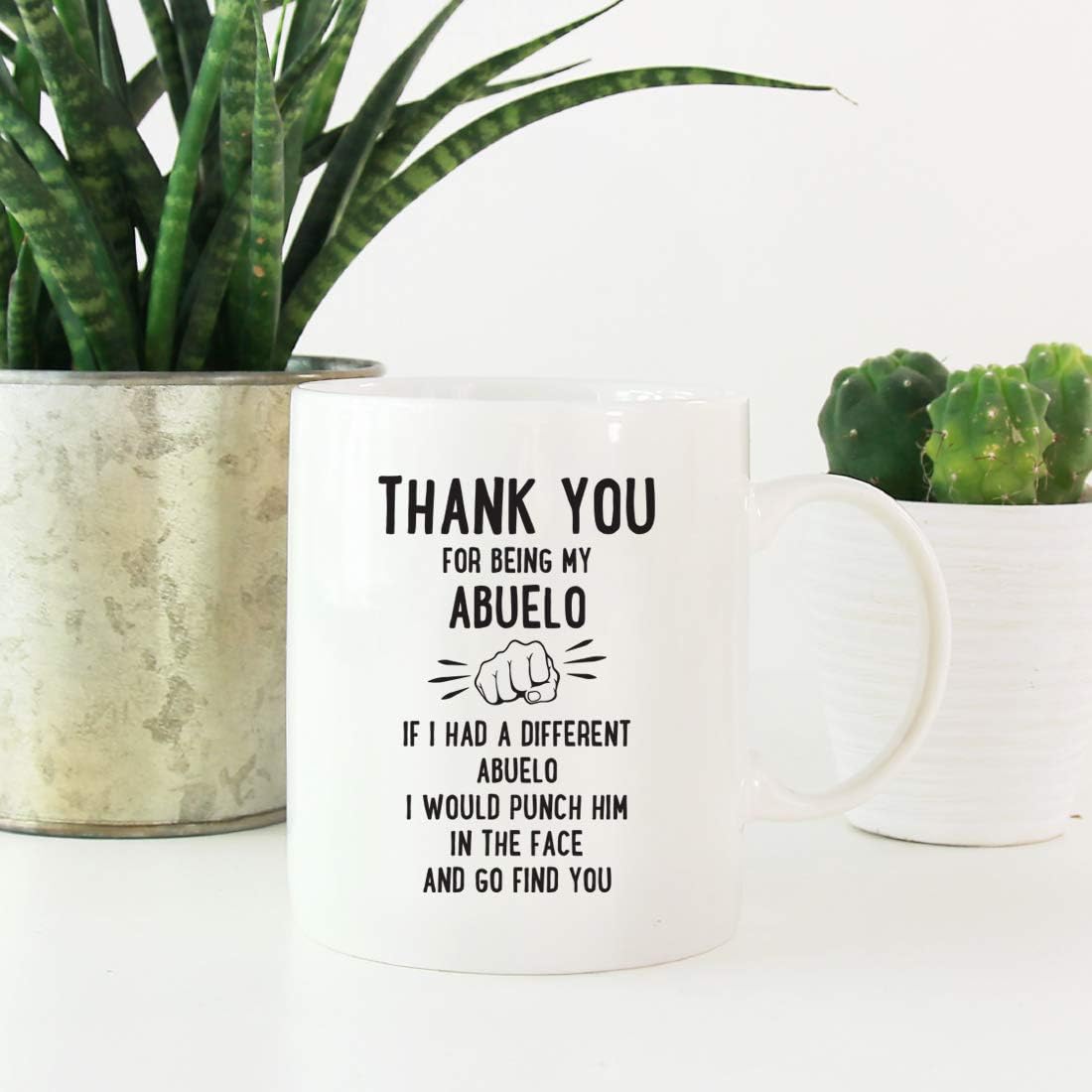 Andaz Press Funny Family 11oz. Coffee Mug Gift, Thank You for Being My Abuelo, Punch in Face, 1-Pack, Christmas Birthday Drinking Cup Present Ideas