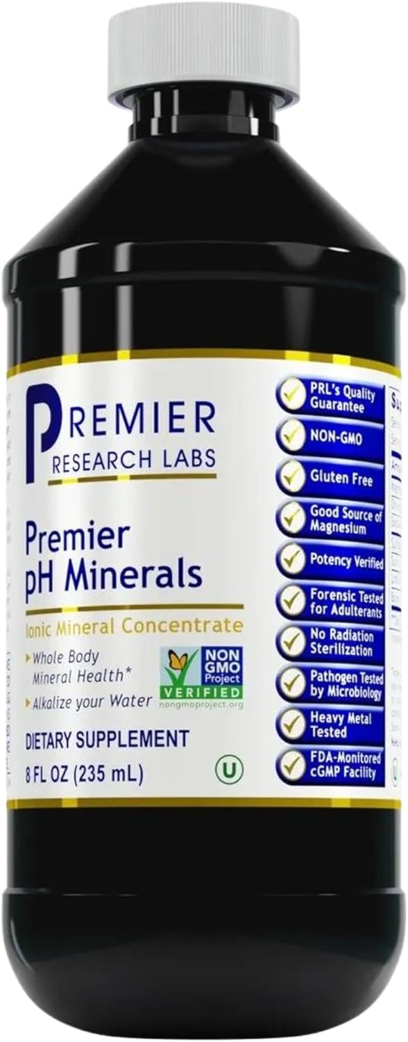 Premier Research Labs Premier pH Minerals - Trace Mineral Drops for Distilled Water, Magnesium Supplement, Reverse Osmosis Water, Liquid Concentrate - 8 fl oz
