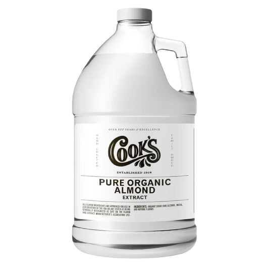 Cook's, Organic Pure Almond Extract, for Cookies, Cakes, Pastries, Allergen Free, 128 Ounces (1 Gallon)
