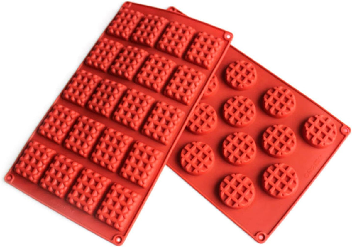 Silicone Waffle Mold Set, 2PCS/Set 20 Cavity Mini Silicone Waffle Mold Waffle Making Mold, Non-stick Cake Cookie Chocolate Making Mold for Baking