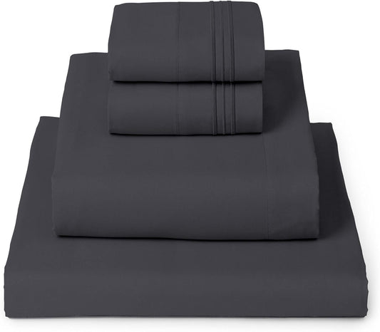 Mellanni California King Sheets Set - 4 PC Iconic Collection Bedding - Hotel Luxury, Extra Soft, Cooling Bed Sheets - Wrinkle, Fade, Stain Resistant (Cal King, Charcoal)