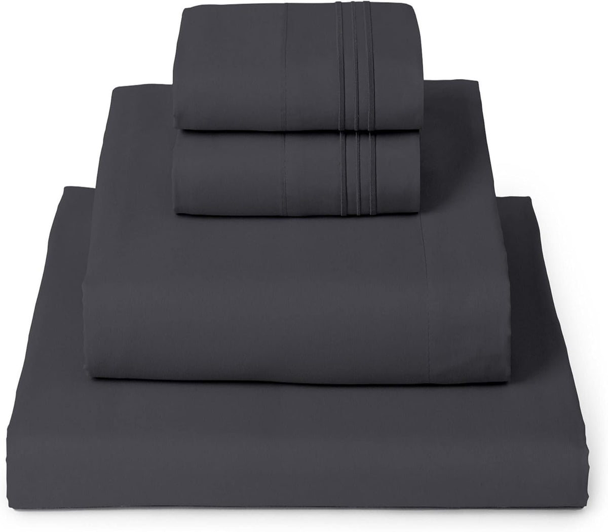 Mellanni King Sheets Set - 4 PC Iconic Collection Bedding - Hotel Luxury, Extra Soft, Cooling Bed Sheets - Wrinkle, Fade, Stain Resistant (King, Charcoal)