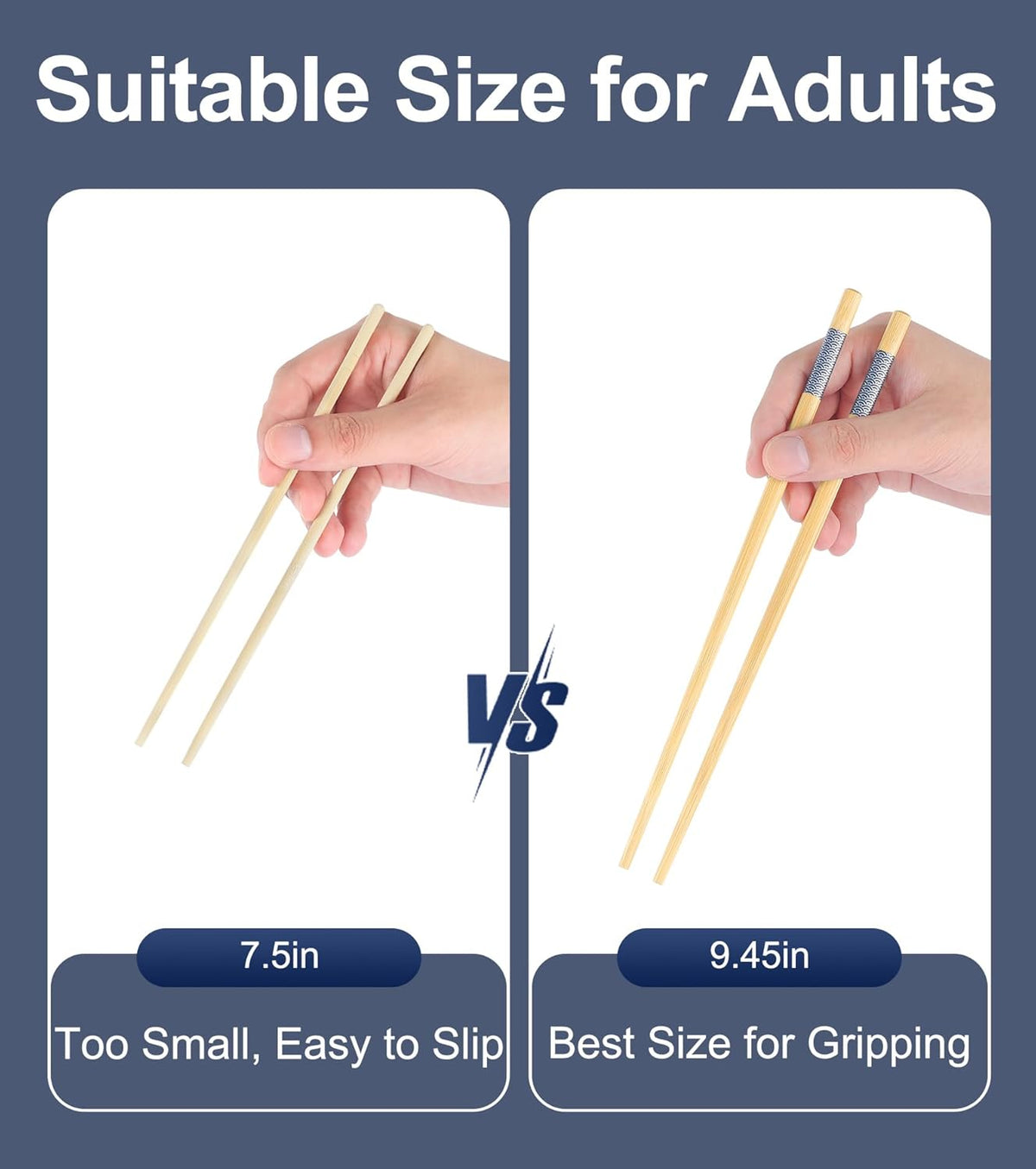 50 Pairs Bamboo Chopsticks Disposable | Separated | Reusable | Dishwasher Safe- （9.45in）