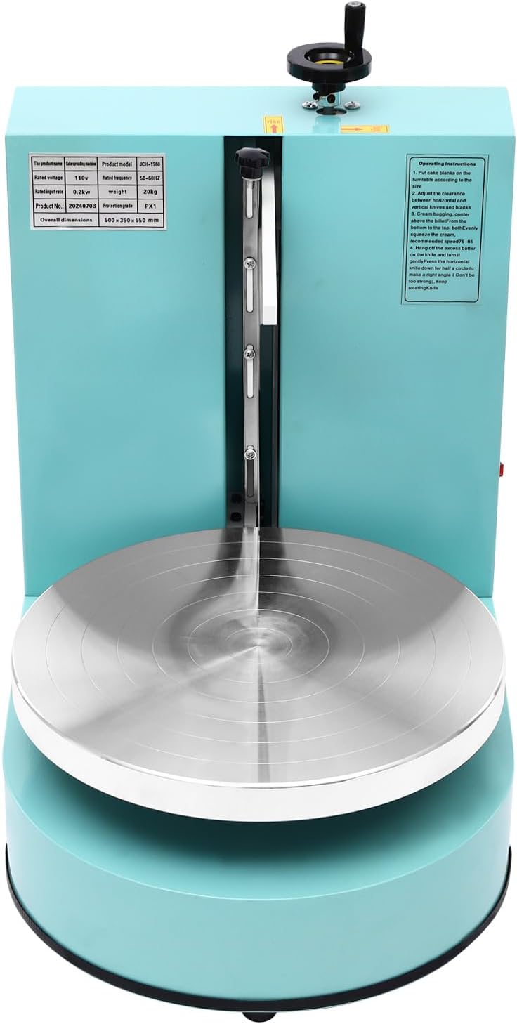 Automatic Cake Decorating Machine, Electronic Cream Coating Spreading Smooth Machine with Graduated Scraper 30-200RPM Rotating Speed,Cake Bread Spreader Machine for 4-12inch Cakes,Green