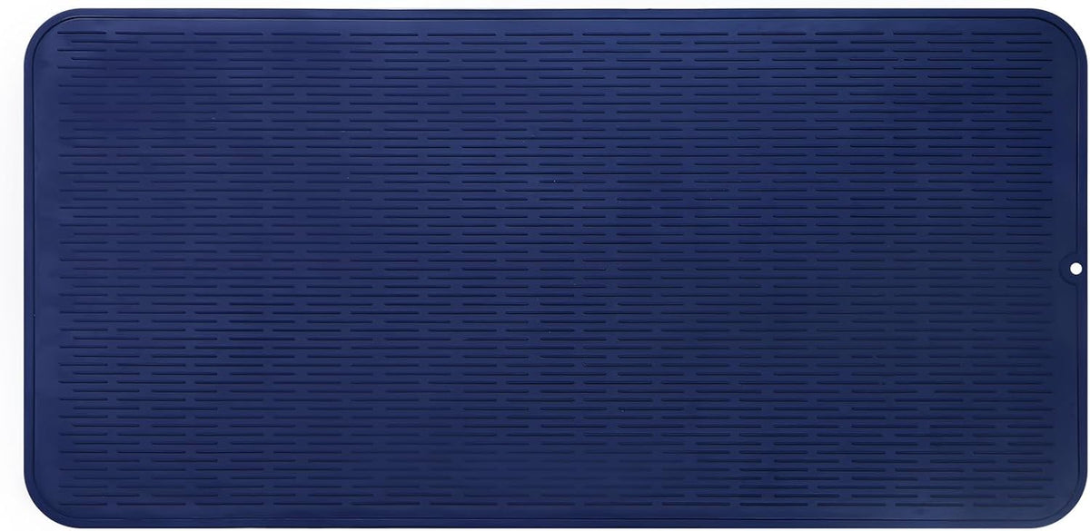 Silicone Dish Drying Mat for Multiple Usage,Easy clean,Eco-friendly,Heat-resistant Silicone Mat for Kitchen Counter or Sink,Refrigerator or Drawer Liner Navy Blue 5XL 36inches x 18inches