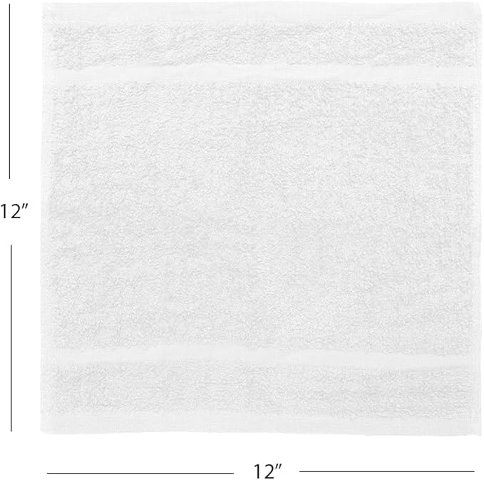 Avalon Towels Cotton Washcloths – (Pack of 36) Size 12x12 Inches, 100% Ring Spun Cotton, Absorbent, Soft Face Towels, Gym Towels, Hotel and Spa Quality, Reusable Fingertip Towels (White)