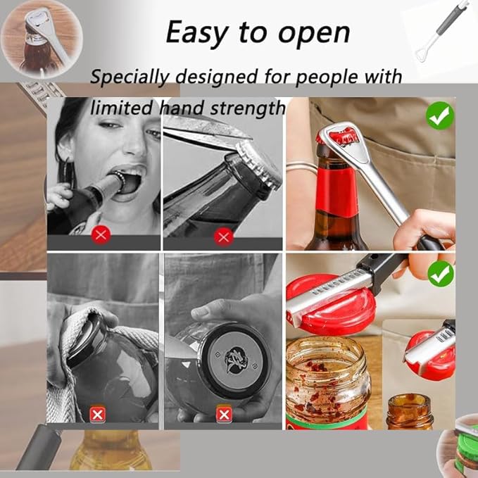 Adjustable Jar Opener for Weak Hands,New Multifunctional Stainless Steel Can Opener,PortableJar Lid Gripper,Manual Lid Gripper Opener,Manual Jar Bottle Cap Opener for Home Kitchen Gadgets