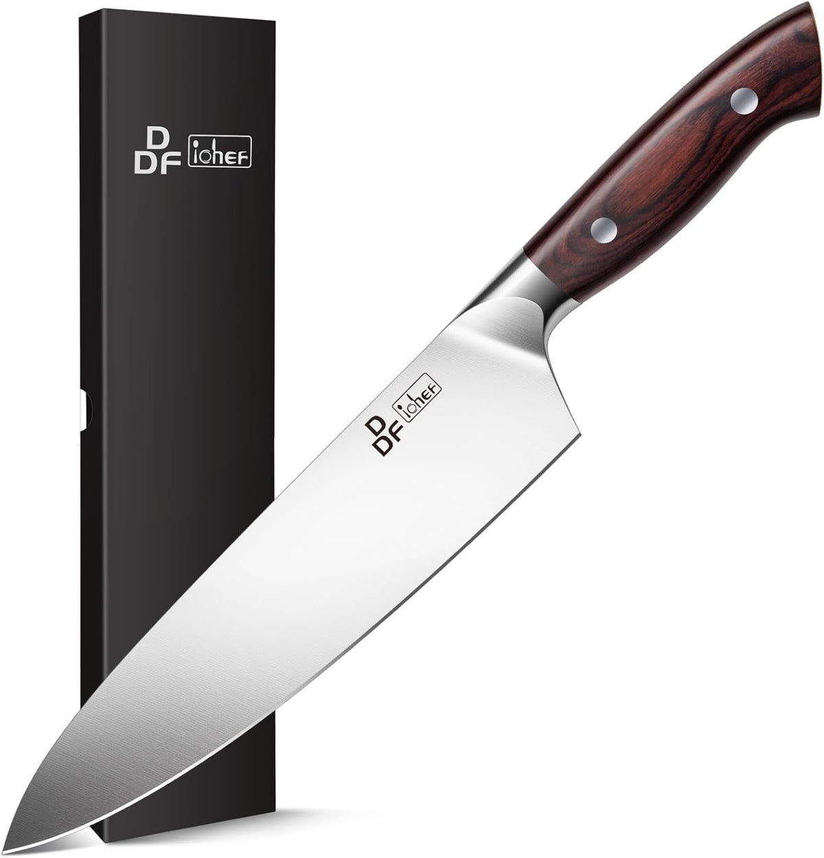 DDF iohEF Chef Knife Sharp Kitchen Knife 8 inch Japanese Stainless Steel Professional Cutting Knife Ultra-sharp Chef's Cooking Knife with Non-slip Ergonomic Handle and Gift Box