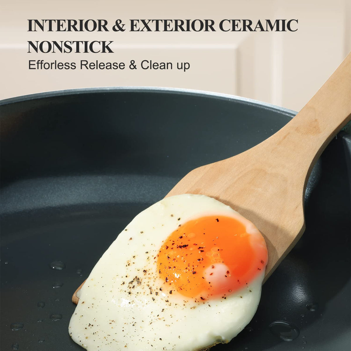 Nonstick Ceramic Frying Pan, 8/10/12 Inch Non Toxic Skillet, Healthy Egg & Omelet & Chef's Pan, PTFE PFOA & PFAS Free, Induction Compatible (10-Inch, Gray)