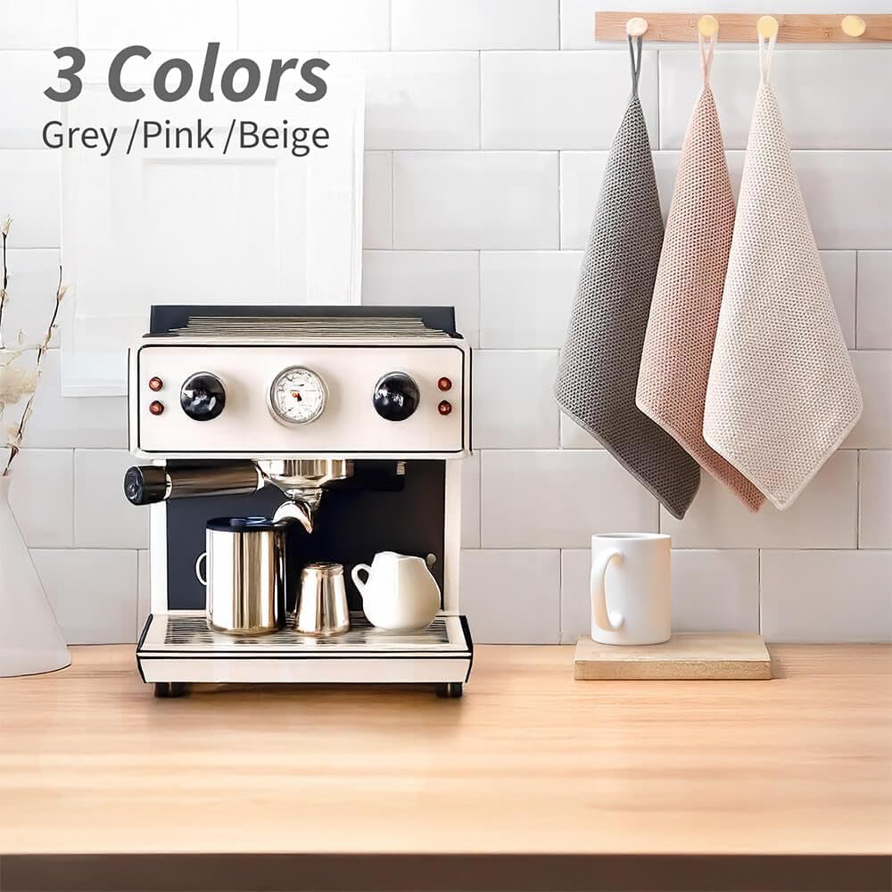 Barista Towel 6 Pack, Extra Thick Microfiber Coffee Cleaning Cloths, Espresso Machine Accessories for Coffee Bar, Steam Wand, Countertop, Milk Frother, 12”x12”